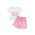 thumbnail image 1 of Toddler Baby Girl Birthday Outfit 1st-5th Sweet Donut T Shirt/Romper Tops and Bell-bottoms/Shorts Pant Set 1-5 Yr Birthday Clothes, 1 of 7