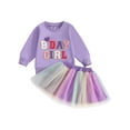 thumbnail image 1 of Toddler Baby Girl Birthday Outfits 1-10 Years Birthday Girl Letter Embroidery Sweatshirt Tops + Tutu Tulle Skirt Dress Birthday Clothes, 1 of 8