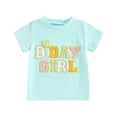thumbnail image 1 of Toddler Baby Girl Birthday Tops Casual Short Sleeve Birthday Girl Letter Embroidery T-Shirt Infant Summer Clothes, 1 of 7