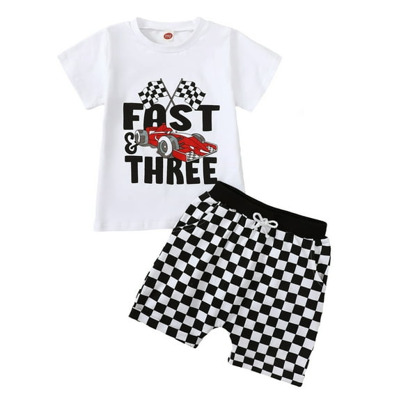 Toddler Baby Girl Boy 1st-3th Birthday Outfit Race Car Romper Shirt and Shorts Set 1 2 3 Yr Birthday Outfit Clothes