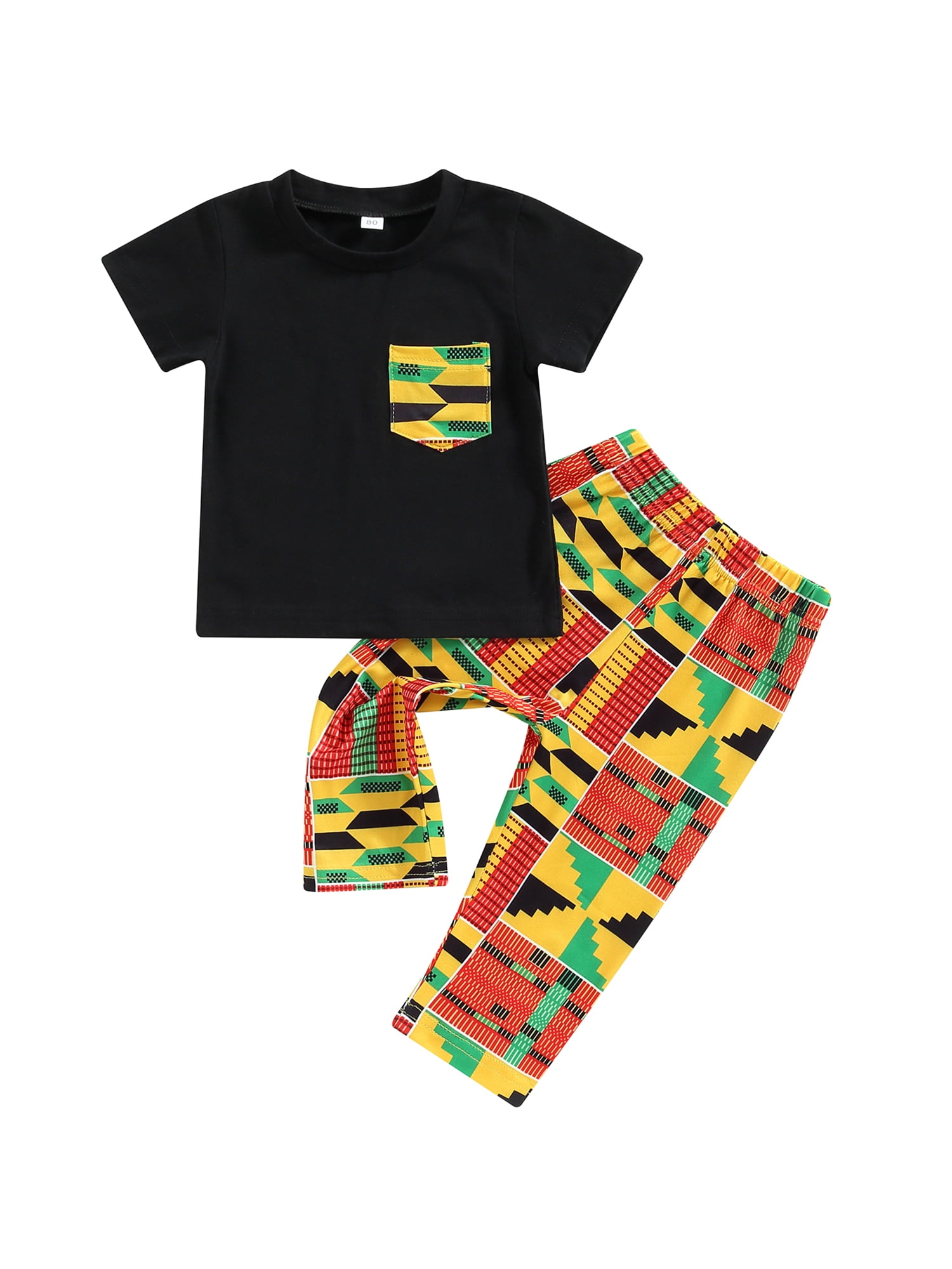 Toddler Baby Girl Boy 2pcs African Print Outfits Kente Dashiki Clothes