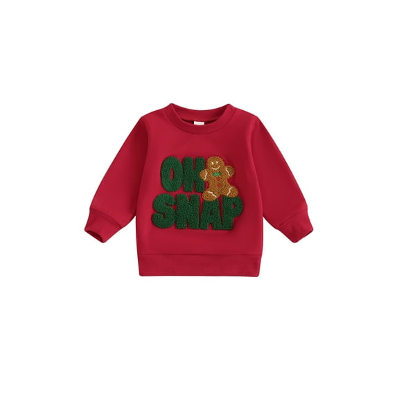 Toddler Baby Girl Boy Christmas Outfit Gingerbread Man Sweatshirt Long Sleeve Sweater Shirt Pullover Top Fall Winter Holiday Clothes