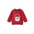 thumbnail image 1 of Toddler Baby Girl Boy Christmas Outfit Santa Embroidery Sweatshirt Long Sleeve Sweater Shirt Pullover Top Fall Winter Holiday Clothes, 1 of 8