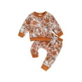 thumbnail image 1 of Toddler Baby Girl Boy Halloween Outfit Ghost Pumpkin Crewneck Sweatshirt Long Sleeve Shirts Top and Pants Set Fall Winter Clothes, 1 of 8