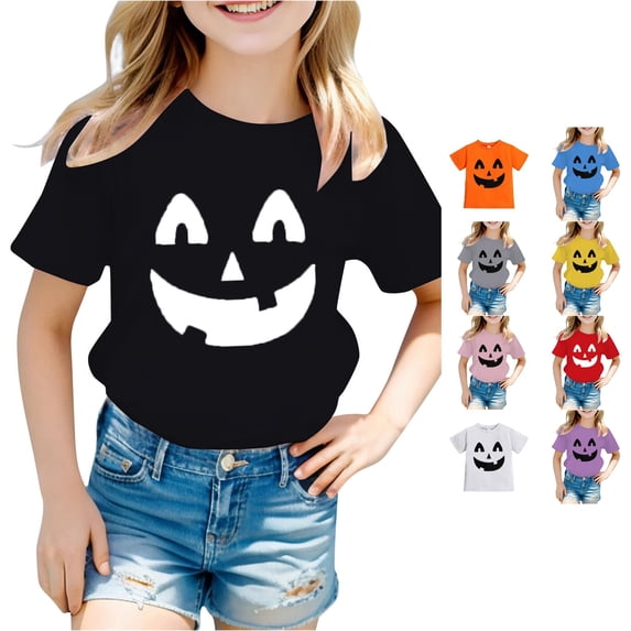 Toddler Baby Girl Boy Halloween Shirt Cute Pumpkin T Shirt For Kids Short Sleeve Tee Fall Tops