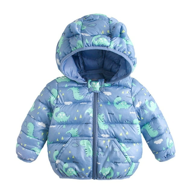 Toddler Baby Girl Boy Hooded Cartoon Snowsuit Light Puffer Jacket Winter Coat 1-6T