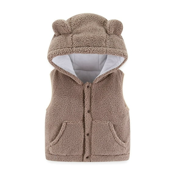 Toddler Baby Girl Boy Hooded Jacket Vest Hoodie Sleeveless Waistcoat Warm Jacket Outwear with Pocket 1-5 Years