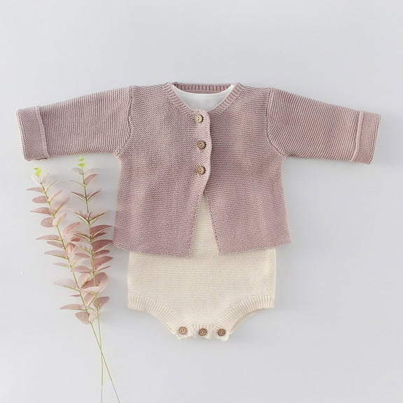Toddler Baby Girl Boy Knit Sweater Cardigan Botton Long Sleeve Pullover Sweatshirt Fall Winter Clothes Pink 9-12 Months