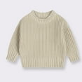 thumbnail image 1 of Toddler Baby Girl Boy Knit Sweater Cardigan Crewneck Solid Color Long Sleeve Casual Tops Cute Oversized Pullover Toddler Winter Clothes For Little Big Kids 6-12 Months, 1 of 4