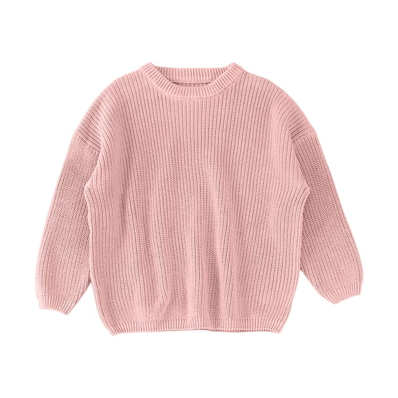 Toddler Baby Girl Boy Knit Sweater Cute Round Neck Long Sleeve Solid Blouse Pullover Sweatshirt Tops Oversized Sweatshirt Fall Winter Clothes Outfit For Little Big Kids 4-5 Years