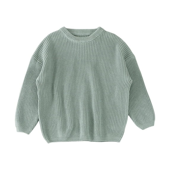 Toddler Baby Girl Boy Knit Sweater Round Neck Solid Color Long Sleeve Pullover Sweatshirt Oversized Pullover Fall Baby Boy Girl Outfit for Toddler Baby Boys Girls 2-3 Years