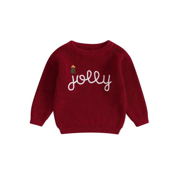Toddler Baby Girl Boy Merry Christmas Sweaters Jolly Long Sleeve Crewneck Warm Knit Pullover Sweatshirt Tops Cute Fall Winter Clothes
