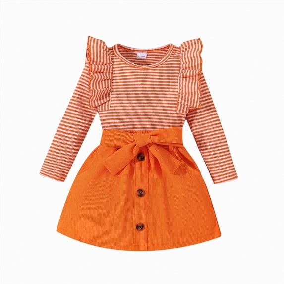 Toddler Baby Girl Boy Outfits Ruffle Long Sleeve Knit Top Corduroy Skirt Set Fall Winter Clothes 6-12 Months 12-24 Months 2T 3T 4T 5T 6T 7T Gift Set 3-4 Years