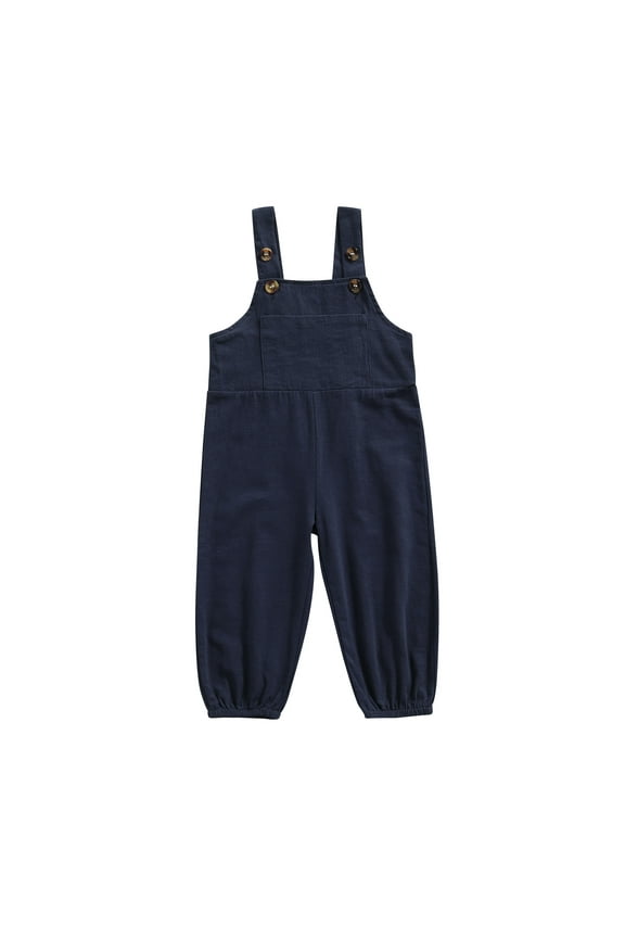 Toddler Baby Girl Boy Overalls Clothes Simple Style Solid Wide Shoulder Straps Suspender Trousers