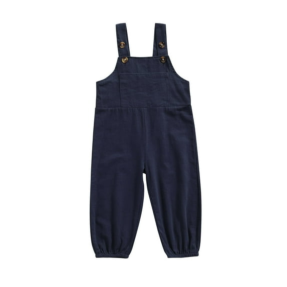 Toddler Baby Girl Boy Overalls Clothes Simple Style Solid Wide Shoulder Straps Suspender Trousers