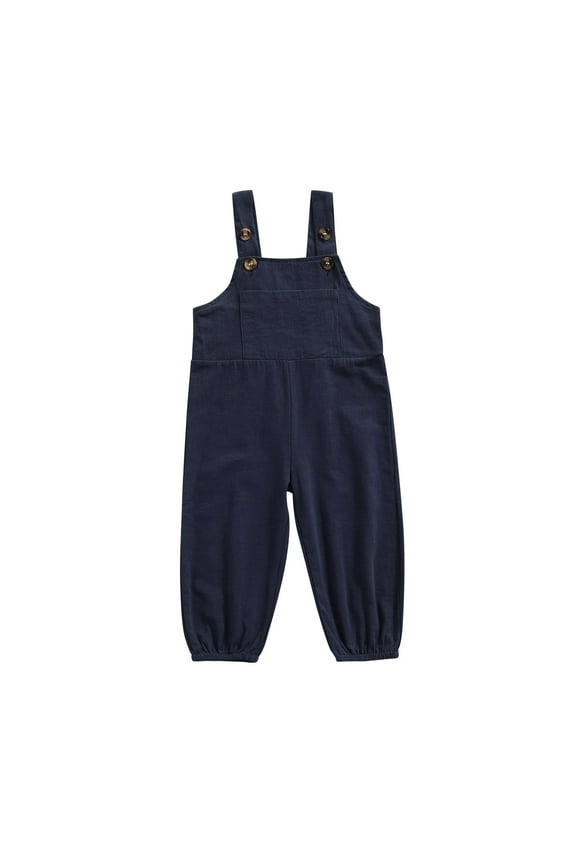 Toddler Baby Girl Boy Overalls Clothes Simple Style Solid Wide Shoulder Straps Suspender Trousers