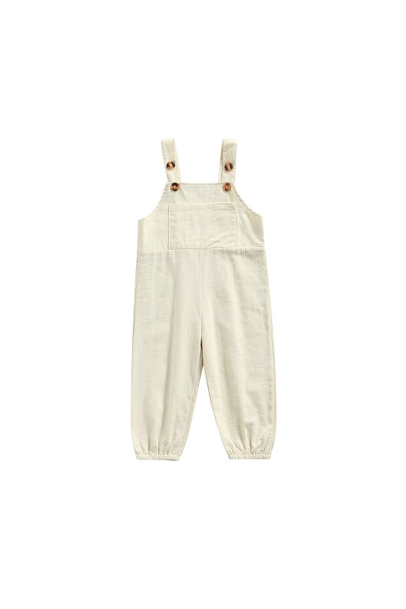 Toddler Baby Girl Boy Overalls Clothes Simple Style Solid Wide Shoulder Straps Suspender Trousers