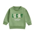 thumbnail image 1 of Toddler Baby Girl Boy St Patricks Day Clothes Fuzzy Letter Embroidery Lucky Clover Long Sleeve Crewneck Sweatshirt Tops, 1 of 8