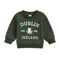 thumbnail image 1 of Toddler Baby Girl Boy St. Patricks Day Outfit Sweatshirts Long Sleeve Crewneck Letter Clover Print Loose Pullover Clothes, 1 of 6