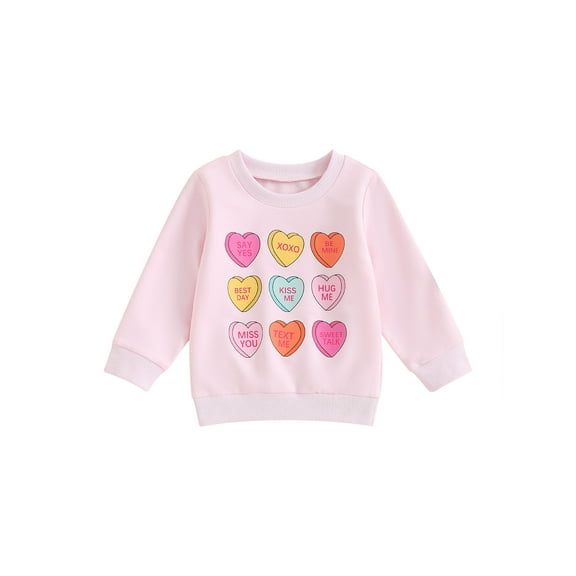 Toddler Baby Girl Boy Valentines Day Outfit Long Sleeve Crewneck  Sweatshirt Oversized Pullovers Fall Clothes