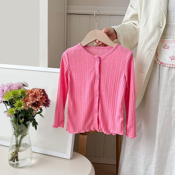 Toddler Baby Girl Boy Warm Sweater Cardigan Long Sleeve Solid Color Button Down Knitted Pullovers Tops Shirt Knit Jumpers Sweatshirt Winter Warm Chunky Knitwear Pink 5-6 Years