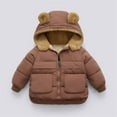 thumbnail image 1 of Toddler Baby Girl Boy Winter Coat Cute Bear Ear Hooded Jackets Fleece Full Zip Up Snowsuit Down Puffer with Pockets Winter Coat Outfits 5T, 1 of 4