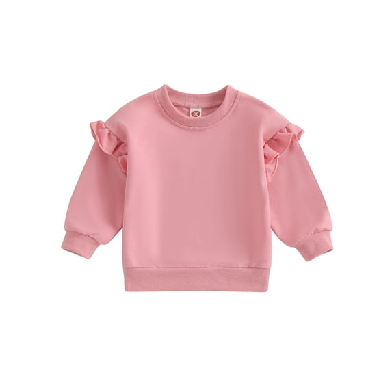 Toddler Baby Girl Casual Sweatshirt Crew Neck Long Sleeve Solid Color Pullover Fall Tops