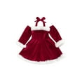 thumbnail image 1 of Toddler Baby Girl Christmas Dress Santa Claus Dress Red Velvet Long Sleeve Tulle Princess Dress with Headband Outfit, 1 of 8