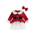thumbnail image 1 of Toddler Baby Girl Christmas Dress Santa Claus Dress Red Velvet Long Sleeve Tulle Princess Dress with Headband Outfit, 1 of 9
