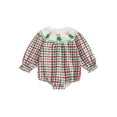 Toddler Baby Girl Christmas Romper, Plaid Print Christmas Tree