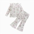 thumbnail image 1 of Toddler Baby Girl Clothes 12 18 24 Months 1T 2T 3T 4T 5T Fall Winter Outfits Contrast Color Long Sleeve Sweatshirt + Flare Pants Sets White Size 2-3 Years, 1 of 9
