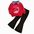 thumbnail image 1 of Toddler Baby Girl Clothes 24 Months 2T 3T 4T 5T 6T 7T Fall Winter Outfits Contrast Color Long Sleeve Sweatshirt + Flare Pants Sets Light Blue Size 6-7 Years, 1 of 7