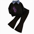 thumbnail image 1 of Toddler Baby Girl Clothes 24 Months 2T 3T 4T 5T 6T 7T Fall Winter Outfits Cute Print Long Sleeve Bell-bottomed Pant Outfits Set Dark Gray Size 2-3 Years, 1 of 4