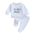 thumbnail image 1 of Toddler Baby Girl Clothes 6M 12M 18M 24M 3Y 4Y Aunties Bestie Letter Sweatshirts Solid Color Outfit Pants Fall Winter Set, 1 of 10