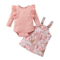 thumbnail image 1 of Toddler Baby Girl Clothes Cute Outfits Girls Winter Long Sleeve Ribbed Tops Flower Suspender Dress Set 2PCS Set Kids Cute Girls Outfits Clothing12-18 Months, 1 of 6