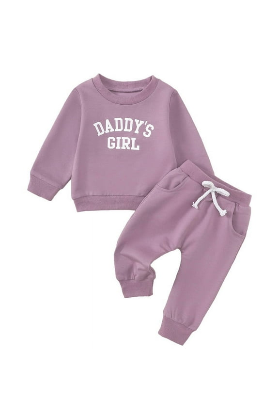 Toddler Baby Girl Clothes Daddys Girl Long Sleeve Pullover Sweatshirt Stretch Jogger Pants Infant Fall Winter Outfit