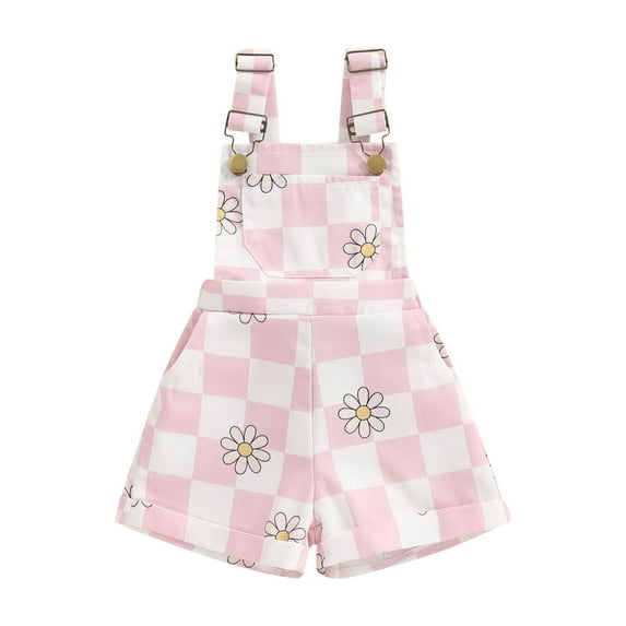 Toddler Baby Girl Clothes Floral Daisy Bib Overalls Suspender Shorts Romper Jumpsuit Kids Girls Shortall Summer Outfit