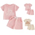 thumbnail image 1 of Toddler Baby Girl Clothes Floral Infant Summer Shirt Shorts Set Cute Big Sister Little Sister Matching Outfits, 1 of 3