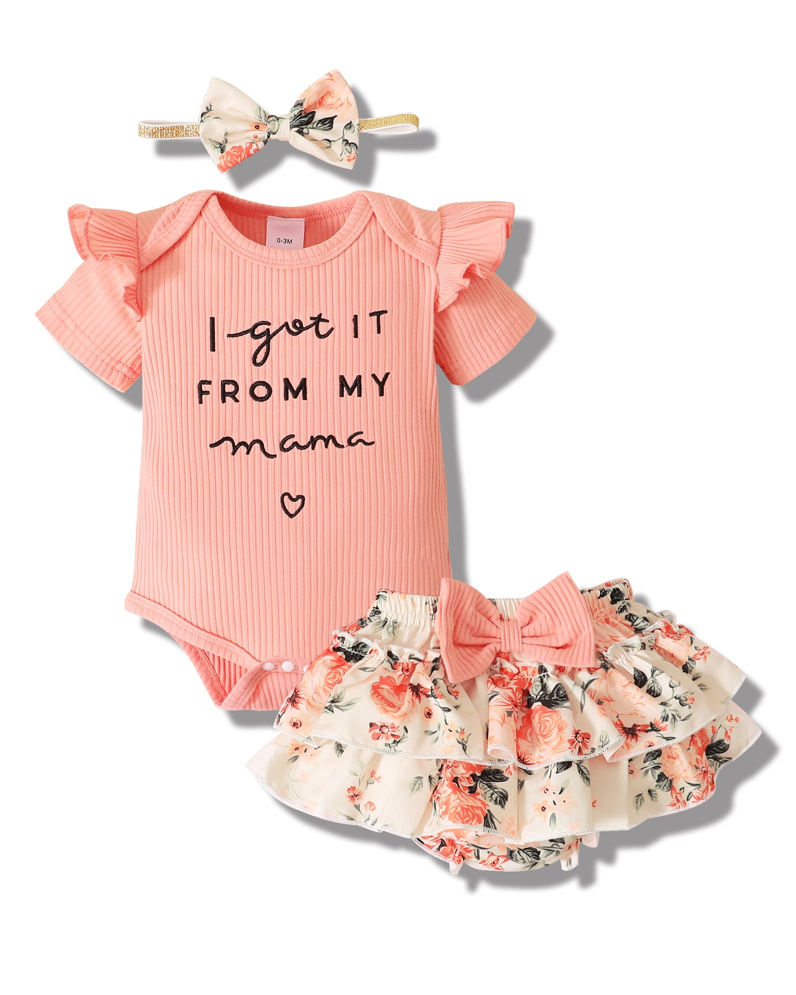 Toddler Baby Girl Clothes Infant Romper Short Sleeve Outfits Set Ruffle Floral Baby Girl Stuff Toddler Girls Summer Outfits Pink 12 to 18 Month Girl