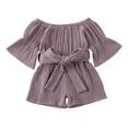thumbnail image 1 of Toddler Baby Girl Clothes Off-Shoulder Romper Flare Sleeve Overall Jumpsuit Summer Outfits, 1 of 4