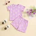 thumbnail image 1 of Toddler Baby Girl Clothes Ribbed Knit Short Sleeve T Shirt Shorts Sets Little Girl Summer Outfits Clothing Set, 1 of 4