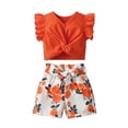 thumbnail image 1 of Toddler Girl Clothes Ruffle Short Sleeve Tops and Printed Shorts Outfits Set Orange 2-3 Years, 1 of 6