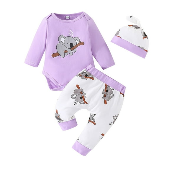 Toddler Baby Girl Clothes Set Baby Toddler Boys Girls Long Sleeve Print Tops And Pants 2Pcs Outfits For Children Clothes Purple Cute Outfits For Girls 6 Months-9 Months