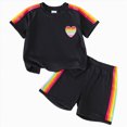 thumbnail image 1 of Toddler Baby Girl Clothes Summer Outfits Short Sleeve Elastic Sweatshirt and Shorts 2 Piece Sweatsuit Set 6-12 Months 12-24 Months 2t 3t 4t 5t 6t 7t 8t 9t Children 5-6 Years, 1 of 7