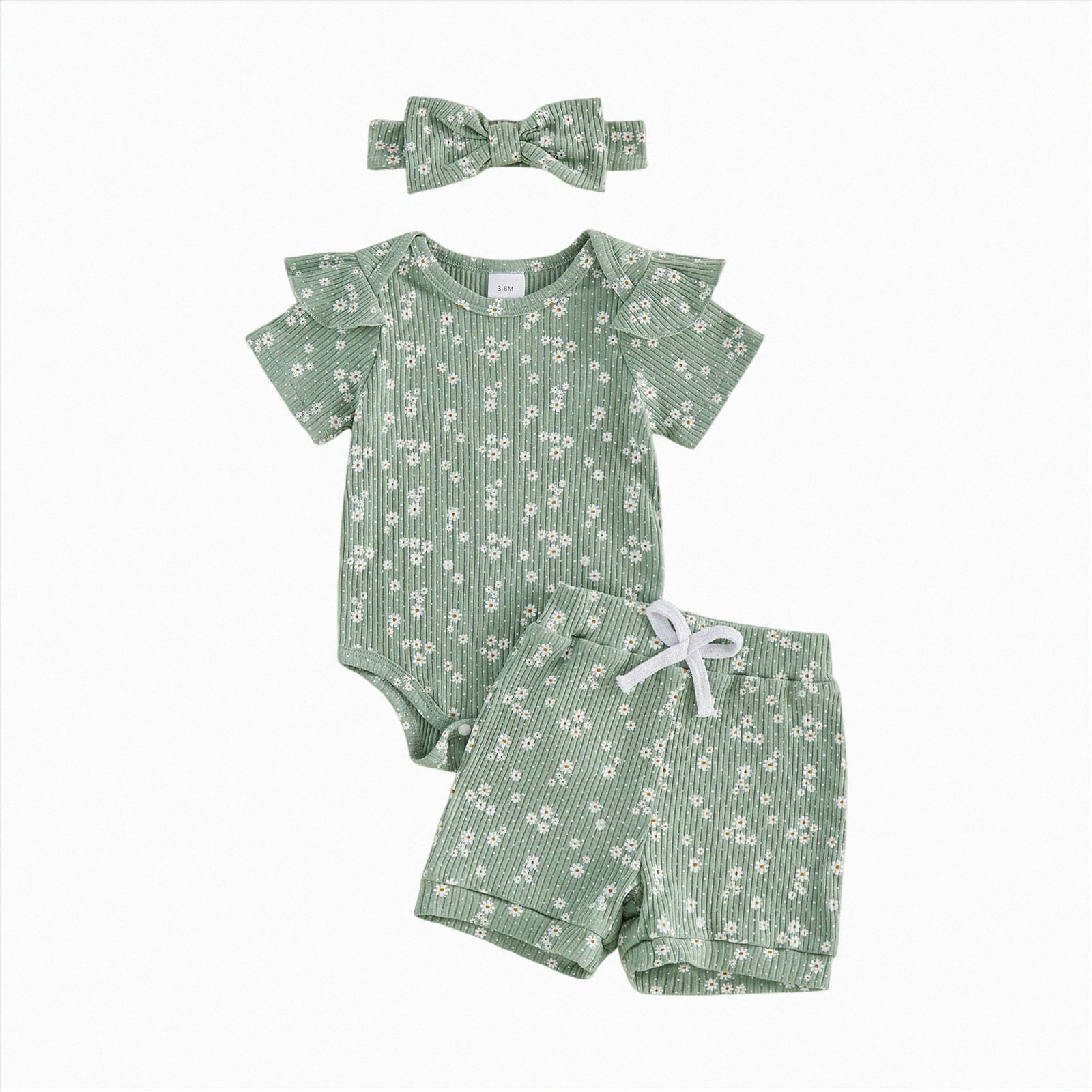 Toddler Baby Girl Clothes Summer Short Sleeve Floral Print T Shirt Tops + Elastic Shorts Set Infant Casual Outfits