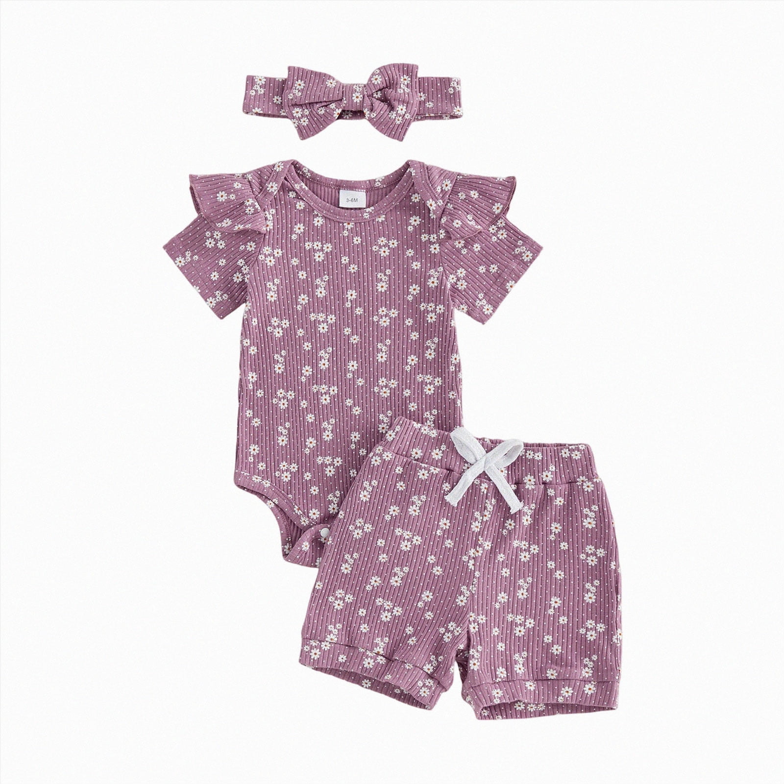 Toddler Baby Girl Clothes Summer Short Sleeve Floral Print T Shirt Tops + Elastic Shorts Set Infant Casual Outfits