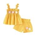 thumbnail image 1 of Toddler Baby Girl Clothes Summer Sleeveless Ruffle Top Casual Short Sets 2 Piece Outfits Trendy, 1 of 6