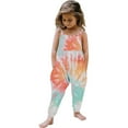 thumbnail image 1 of Toddler Baby Girl Cute Jumpsuit One Piece Sleeveless Tie-dye Strap Romper with Pockets Summer 2025 Fashion Outfit(Orange,2-3 Years), 1 of 5