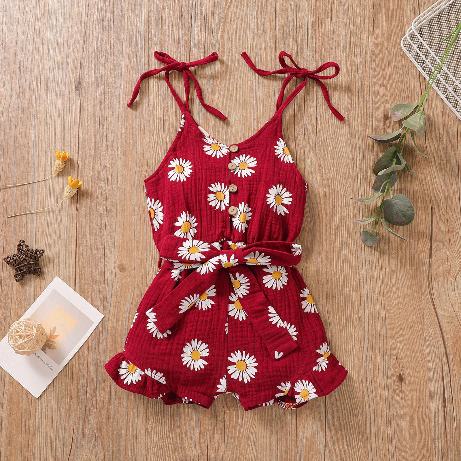 100% Cotton Floral Print Daisy Baby Sling Romper Dress