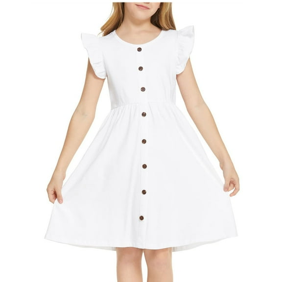 Toddler Baby Girl Dress Girl Casual Ruffle Sleeve Summer Dress Kids Beach Dresses